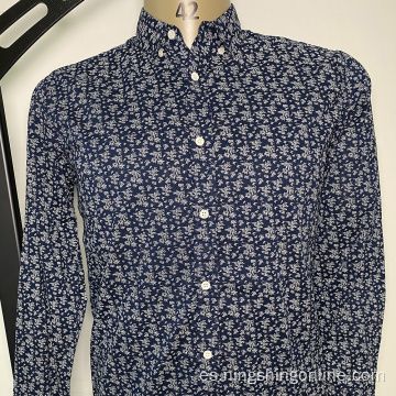 Impresión de algodón para hombre camisa completa